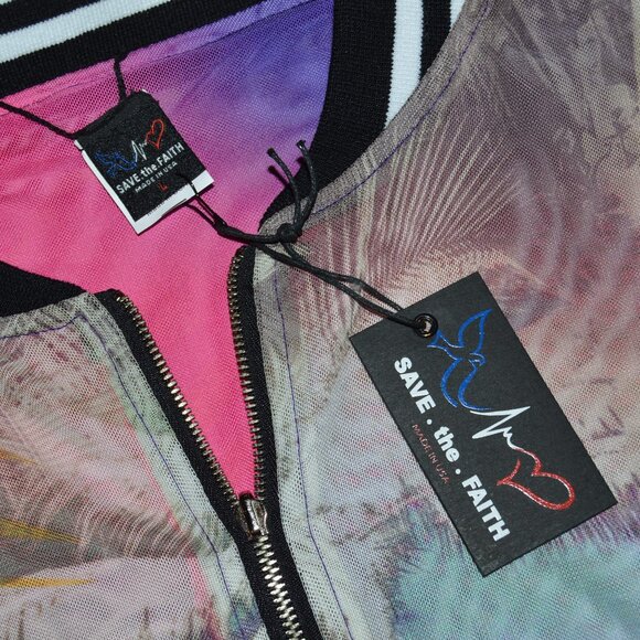 Save the Faith Brand~Boutique~NWT~Large~Short Zip up Jacket~Reversible~Nylon~ - Picture 5 of 15